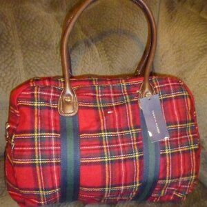 Tommy Hilfiger Wool Plaid Weekender Small Duffel 12" X 17"